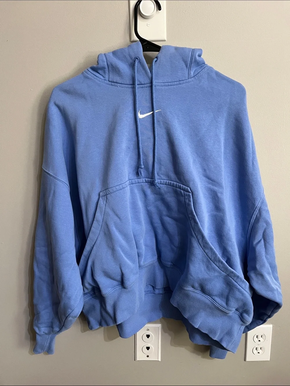 Nike Light Blue Pullover Hoodie with White Swoosh